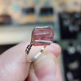 Pink Tourmaline Crystal Ring in Sterling Silver Sz 6.5