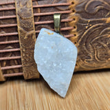 Quartz Druzy Pendant - Raw Crystal Gold Tone Bail