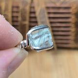 Aquamarine Crystal Ring – sz 7.5 – Clear Blue Natural Beryl