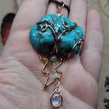 "Oregon Coast Rain" Cloud Mountain Turquoise Cloud with Rainbow Moonstone Raindrop