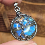 Labradorite Moon Spooky Tree of Life Pendant – Oxidized Sterling Silver