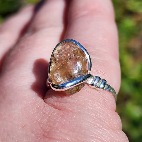 Oregon Sunstone Ring sz 7.5 – Green Red Schiller Sterling Silver