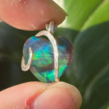 Aurora Opal Dark Heart Pendant – Sterling Silver Pendant