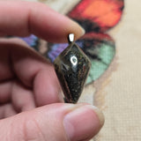 Indonesian Marcasite Plume Agate Pendant – Hand-Cut Double Point