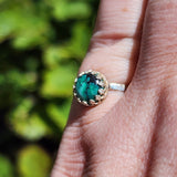Natural Turquoise Ring Size 8 – Veined Green-Blue Sterling Silver