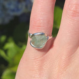 Seafoam Green Aquamarine Ring sz 5.5 – Sterling Silver Natural Crystal