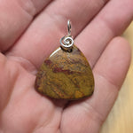 Double Sided Gold and Red Moss Agate Pendant in Sterling Silver
