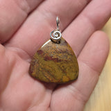 Double Sided Gold and Red Moss Agate Pendant in Sterling Silver