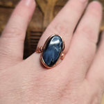 Pietersite Copper Ring sz Size 9.5 – Stormy Blue Fibrous Chatoyance