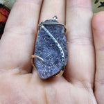Amethyst Druzy Oval Geode Crystal Pendant in Sterling Silver