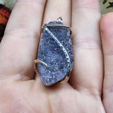 Amethyst Druzy Oval Geode Crystal Pendant in Sterling Silver