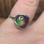 Aurora Opal Ring sz 8.5 – Lab-Grown Doublet in Sterling Silver
