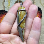 Chicken Track Picture Jasper Pendant in Hammered Sterling Silver