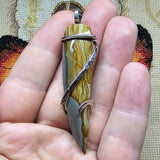 Chicken Track Picture Jasper Pendant in Hammered Sterling Silver
