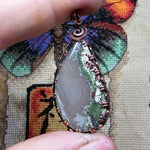 Banded Agate with Moss Agate Pendant in Copper
