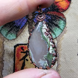 Banded Agate with Moss Agate Pendant in Copper