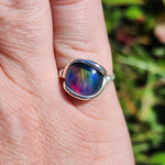 Aurora Opal Ring sz 8.5 – Lab-Grown Doublet in Sterling Silver