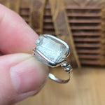 Aquamarine Crystal Ring – sz 7.5 – Clear Blue Natural Beryl