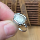 Aquamarine Crystal Ring – sz 7.5 – Clear Blue Natural Beryl