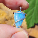 Boulder Opal Pendant - Sterling Silver Striped Ribbons of Color