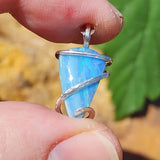 Boulder Opal Pendant - Sterling Silver Striped Ribbons of Color