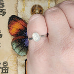 Oval Blue Glow Rainbow Moonstone Ring in Sterling Silver Ring Sz 8.75