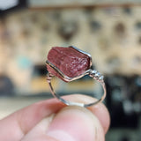Pink Tourmaline Crystal Ring in Sterling Silver Sz 6.5