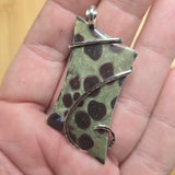 Green and Brown Cone Pine Forest Oolite Limestone Polka Dot Pendant in Sterling Silver
