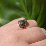 Raw Green Tourmaline Crystal Ring in Copper Ring Sz 10