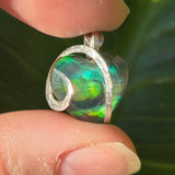 Aurora Opal Dark Heart Pendant – Sterling Silver Pendant