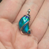 Crescent Aurora Opal Moon Pendant in Sterling Silver - Deep Blue Flash