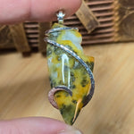 Marcasite in Yellow Agate Pendant – Sunlit Storm in Sterling Silver