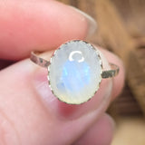 Bright Blue Glow Moonstone Ring sz 7.75 – Sterling Silver