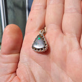 Green and Blue Spotted Boulder Opal Pendant in Sterling Silver