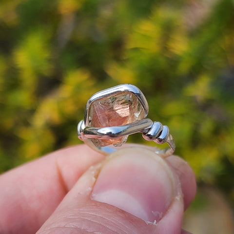 Raw Oregon Sunstone Ring with Schiller sz 6 - Sterling Silver