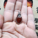 Bold Red Orange Carnelian Agate Pendant in Sterling Silver