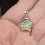 Aurora Opal Star Pendant - Sterling Silver - Lab-Grown Magic