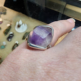Double Terminated Hourglass Amethyst Crystal Ring in Sterling Silver Sz 8.5