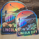 Lincoln City Oregon Holographic Waterproof Sticker - Glass Float Beach Souvenir