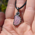 UV-Reactive Lavender Moon Quartz Pendant – 7ct Handmade in Antiqued Sterling Silver