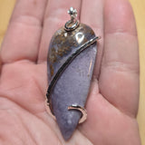 Mossy Burro Creek Agate Pendant in Sterling Silver