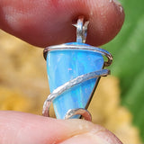 Boulder Opal Pendant - Sterling Silver Striped Ribbons of Color