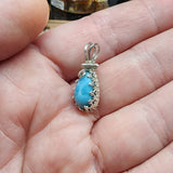 Dainty Ocean Blue Larimar Pendant Sterling Silver