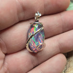 Large Marquis Aurora Opal Pendant – Sterling Silver