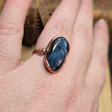 Pietersite Copper Ring sz Size 9.5 – Stormy Blue Fibrous Chatoyance