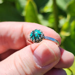 Natural Turquoise Ring sz 11 – Bright Blue with Black Matrix in Sterling Silver