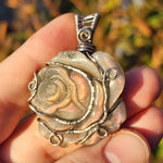 Purple Labradorite Rose Pendant - Sculpted Bloom in Antiqued Sterling