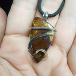 Australian Boulder Opal Pendant in Sterling Silver - Large Abstract