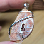 Crazy Lace Agate Pendant – Rosy Canyon with Crystal Cave in Sterling Silver