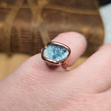 Raw Crystal Ring sz 7.25 – Blue Tourmaline with Pale Pink Rim